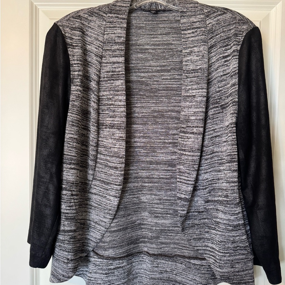 Express Gray & Black Open Front Cardigan